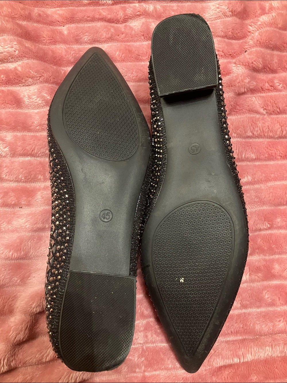 Black Embellished Pointed Ballet Flats - Picture 3 of 11